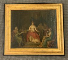 Huile sur toile « La reine face à son majordome »